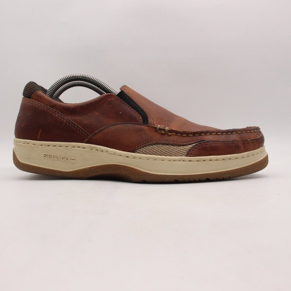 Sebago Dockside Men's US 10.5 M Brown Leather Slip On Casual Shoes Loafers